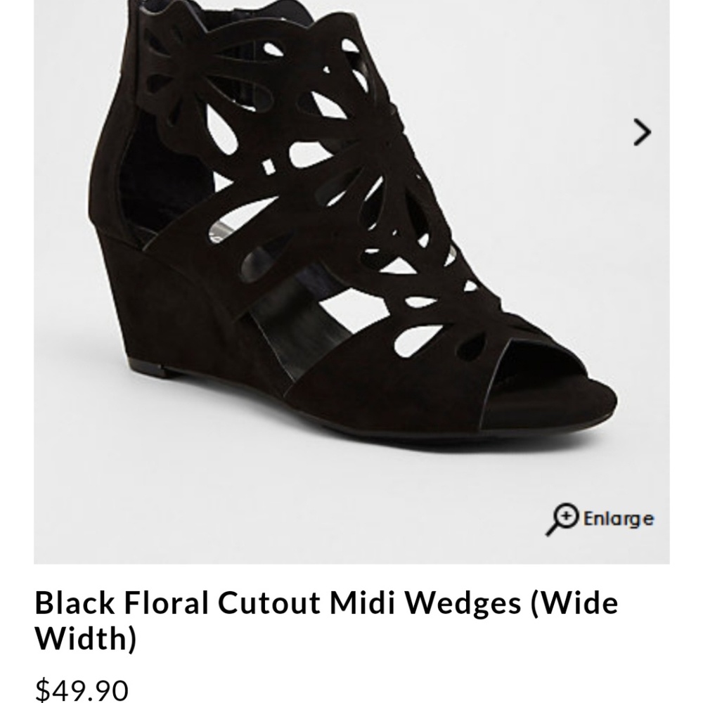 Black floral cutout midi wedges